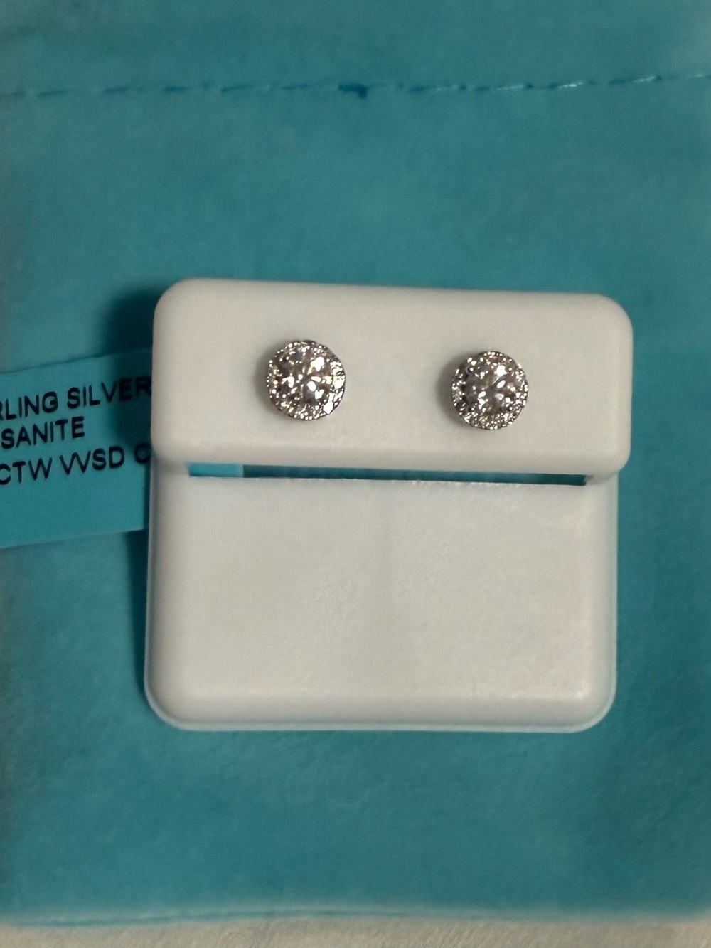 Sterling Silver Moissanite Halo Stud Earrings 0.59 CTW! NWT